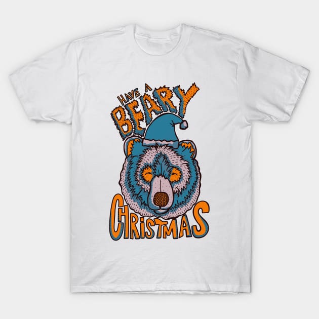 Have a Beary Christmas blue T-Shirt by Swadeillustrations